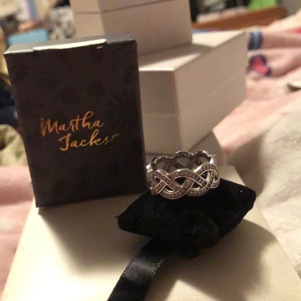 Martha Jackson Braided Ring in 925 Sterling Silver with Pave Style CZ